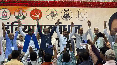 INDIA alliance leaders meet in Patna to strategize for the upcoming assembly elections.