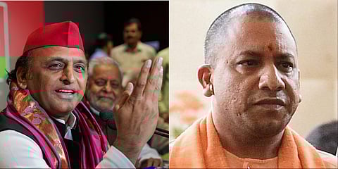 Samajwadi Party chief Akhilesh Yadav (L), Uttar Pradesh Chief Minister Yogi Adityanath (R). 