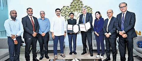 APSSDC and tech giant Oracle sign an MoU in the presence of IT, Electronics and HRD Minister Nara Lokesh in Amaravati on Monday.