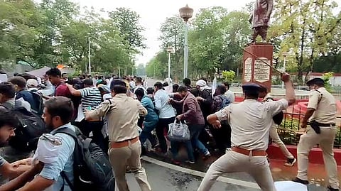 Police baton-charge TRE-3 aspirants protesting near CM's residence in Patna over delay in results