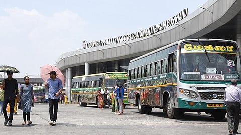 A view of the Chathiram bus stand.
