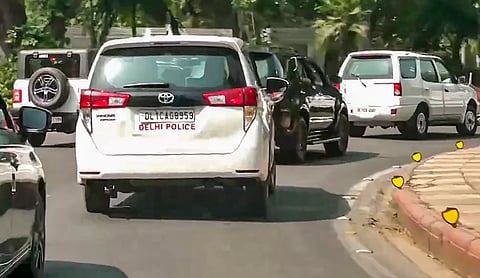 Motorcade of LoP in Lok Sabha and Congress leader Rahul Gandhi as he leaves for Haryana's Karnal.
