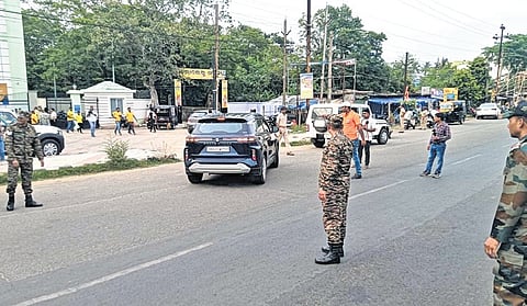 Civil defence personnel conducting mock drill on a road in Balasore town