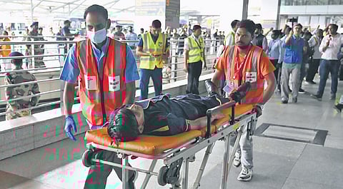 A comprehensive mock drill was conducted at IGI airport on Terminal-3 following the Ministry of Home Affairs (MHA) directions