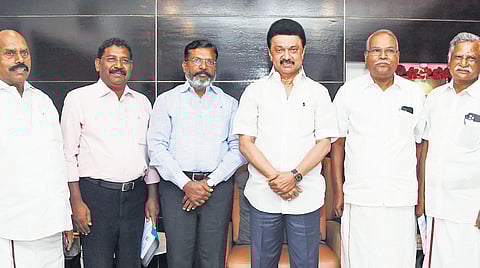 DMK president and CM M K Stalin with various alliance leaders in Chennai 