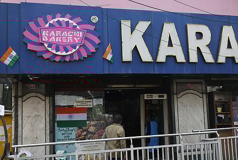 Several outlets of Hyderabad's famous confectionery chain, Karachi Bakery, displayed the national flag above their signboards