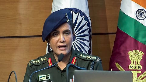 Col. Sofiya Qureshi addresses the media regarding ‘Operation Sindoor' missile strike, at the National Media Centre in New Delhi on Wednesday, May 7, 2025.