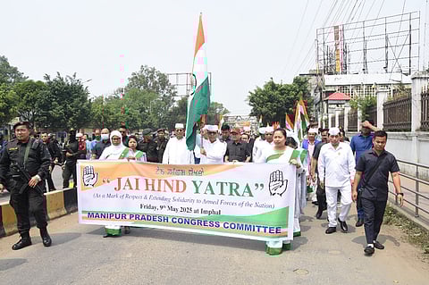 Opposition Congress in ethnic violence-hit Manipur took out “Jai Hind Yatra” in the state capital Imphal on Friday, 8 May , 2025