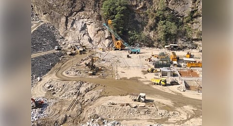 The ongoing work at the Pakal Dul Hydroelectric Project in the Kishtwar district of Jammu and Kashmir.