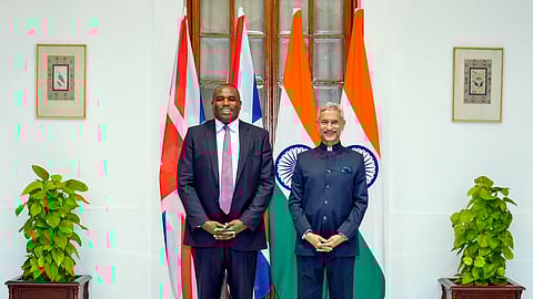 External Affairs Minister S Jaishankar with UK Foreign Secretary David Lammy in New Delhi.