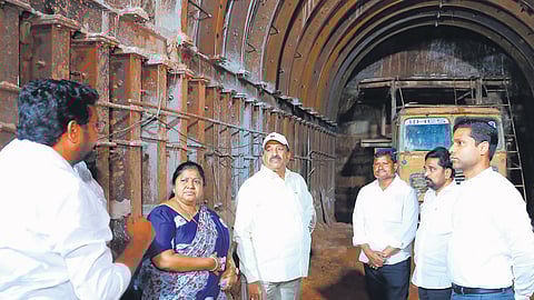 Agriculture Minister Thummala Nageswara Rao inspects the Sattupalli trunk canal works, part of the Sitarama Lift Irrigation Scheme on Friday