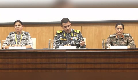 The press conference addressed by Commodore Raghu R Nair, Wing Commander Vyomika Singh, and Colonel Sofia Qureshi following the ceasefire between India and Pakistan.