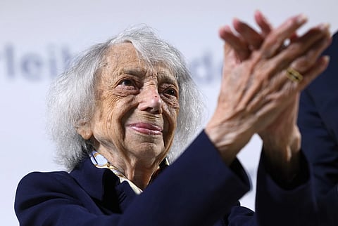 Margot Friedländer accepts the applause after being awarded with the Mevlude Genc Medal at the Bode Museum in Berlin, Tuesday, June 4, 2024.