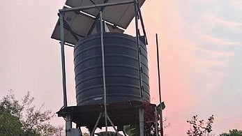 A solar-powered water supply project in Govindpur village.