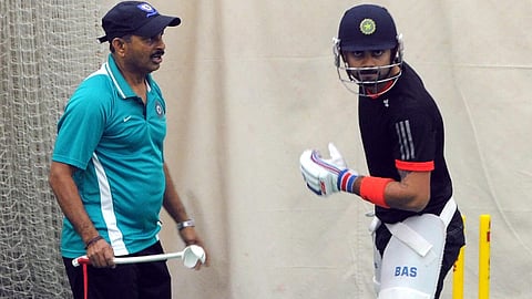 Virat Kohli with Lalchand Rajput at the NCA in 2014