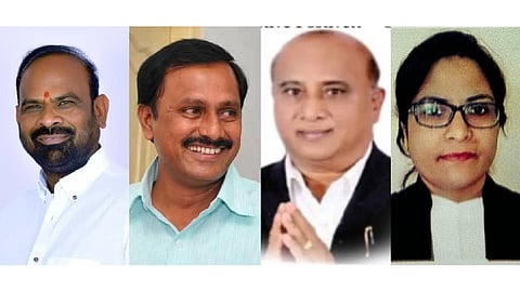 (L to R): journalist Boreddy Ayodhya Reddy, appointed as CPRO to chief minister, veteran journalist PV Srinivas Rao and advocates Deshala Bhoopal and Mohsina Parveen as State Information Commissioners (SICs).