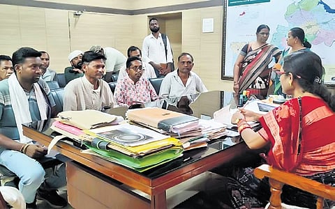 Farmers holding discussion with ADM Madhuchhanda Sahu on Wednesday