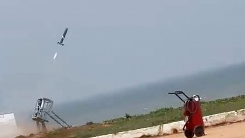 Bhargavastra being launched from a static platform at Gopalpur
seaward firing range off Odisha coast.