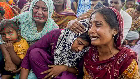 Relatives of the victims of the hooch tragedy in Amritsar earlier this month gather at a gurudwara to meet Punjab CM Bhagwant Mann