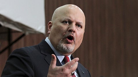 Karim Ahmed Khan, International Criminal Court chief prosecutor, speaks during a news conference in Khartoum, Sudan, Aug. 12, 2021.