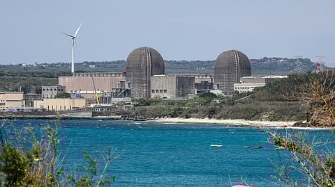 This photo taken on April 29, 2025, shows a general view of the Ma'anshan Nuclear Power Plant next to the beach in Pingtung, in Southern Taiwan.