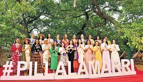 Contestants enjoy their time beneath the Pillalamarri banyan tree on Friday