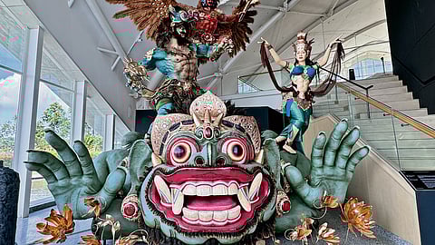 Ogoh-ogoh effigies on display at Saka