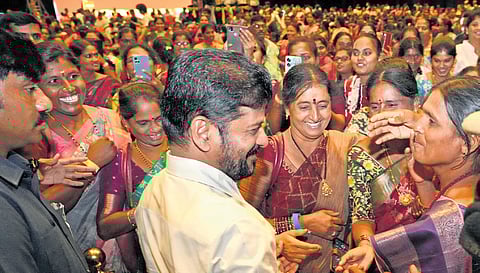 Chief Minister A Revanth Reddy during the launch of WE Hub’s Women Accelerator Programme at Jubilee Hills in Hyderabad on Saturday