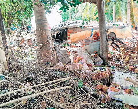 The shed, which housed the illegal cracker unit in Thanjavur district, was reduced to rubble on Sunday 