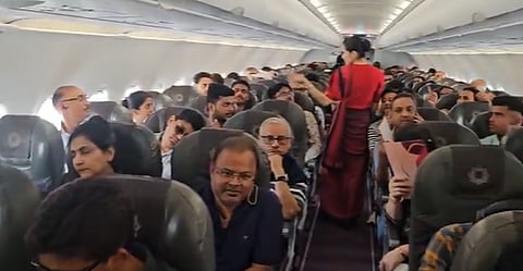 Passengers were seen fanning themselves as the air conditioning stopped working.