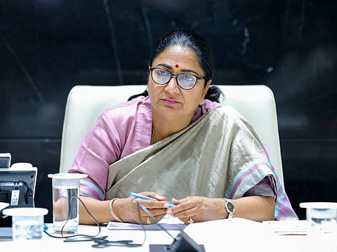 Delhi Chief Minister Rekha Gupta chairs a high-level review meeting in Delhi.