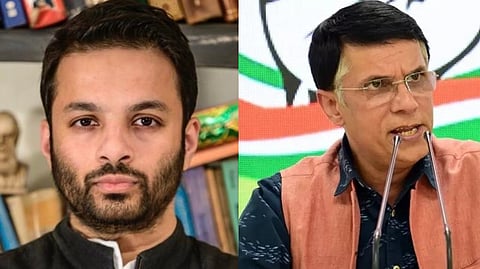 Ashoka University's head of the political science department Ali Khan Mahmudabad (L), Congress' media and publicity department head Pawan Khera.