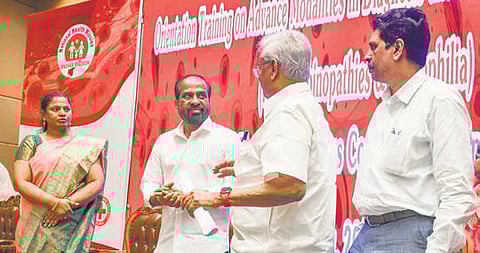 Health Minister Satya Kumar takes part in the State-level training programme on Hemoglobinopathies and Hemophilia in Vijayawada.