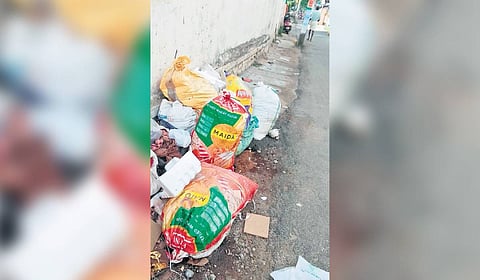 Waste dumped near a mini material collection facility at Manacaud in Thiruvananthapuram 