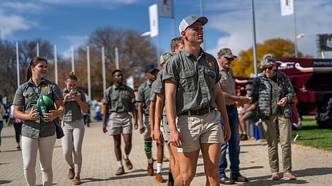 Farmers visit the Nampo agricultural fair, one of the largest in the southern hemisphere, near Bothaville, South Africa, May 15, 2025.