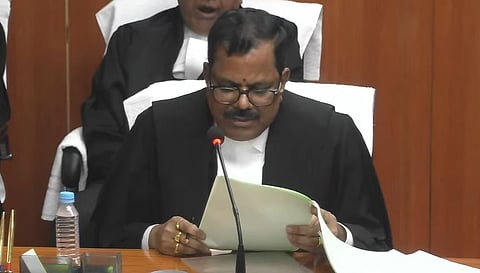 Justice Duppala Venkata Ramana speaking at his farewell ceremony. 