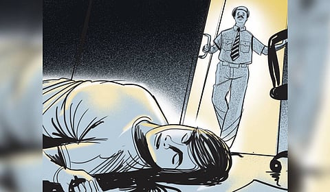 According to police sources, her son, Manikandan, also known as Santhosh, arrived at her house in an inebriated state and brutally assaulted her.