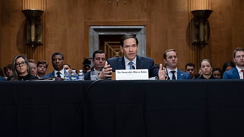 US Secretary of State Marco Rubio testifies before the Senate Committee on Foreign Relations hearing to examine the President's proposed budget request for fiscal year 2026 for the Department of State on Capitol Hill in Washington, Tuesday, May 20, 2025.