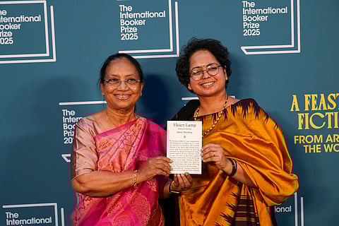 Writer Banu Mushtaq and translator Deepa Bhasthi at the Booker Prize award ceremony in London 