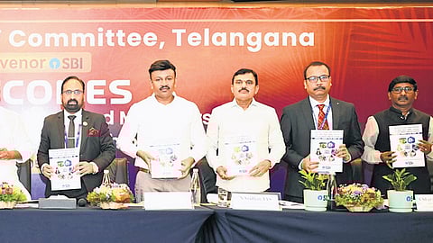 Deputy Chief Minister Mallu Bhatti Vikramarka during the State-Level Bankers’ Committee meeting in Hyderabad on Thursday