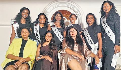 Sudhalakshmi with her co-contestants at the Miss Kerala Forest Goddess fashion event