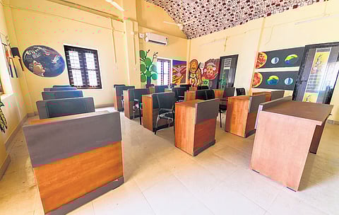 The air-conditioned classroom with attached toilets 