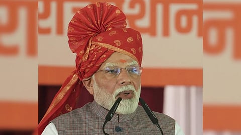 Prime Minister Narendra Modi addressing attendees of an inauguration event Bikaner district.