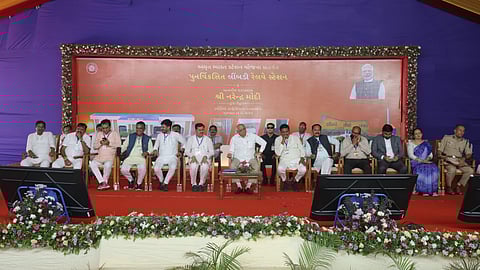 Gujarat CM during railway inugration.