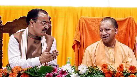 Uttar Pradesh Chief Minister Yogi Adityanath with Deputy CM Keshav Prasad Maurya.