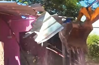 The house of Rama Nayak, the alleged mastermind in the brutal murder of police mitra and sanitation supervisor Sahadev Nayak in the capital, was demolished.