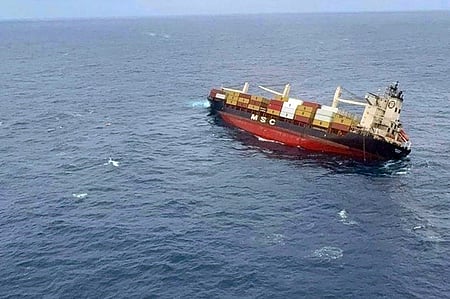 MSC Elsa 3 started tilting around 38 nautical miles off Kochi coast.