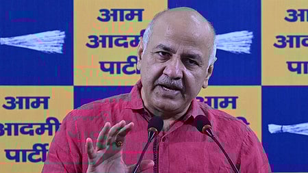 AAP leader Manish Sisodia addresses a press conference at the party office in New Delhi on Saturday, May 24, 2025.