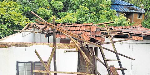 A house that got damaged following a wall collapse at Kunnathunadu.