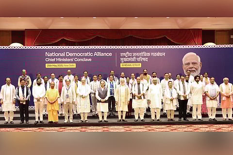 NDA CMs conclave in Delhi sees twin resolutions on Operation Sindoor and caste census, with PM Modi, JP Nadda, and top ministers backing inclusive development agenda
